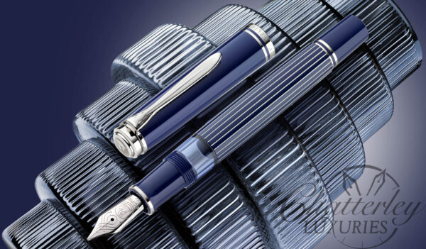 Pelikan Souveran M815 Metal Striped Blue Special Edition Fountain Pen - Image 2