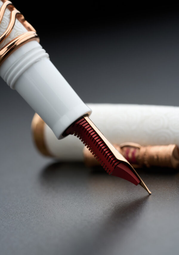Delta Simbu Indigenous People Collection 2025 "Dancing Skeletons" White and Rose Gold Limited Edition Fountain Pen - Image 6