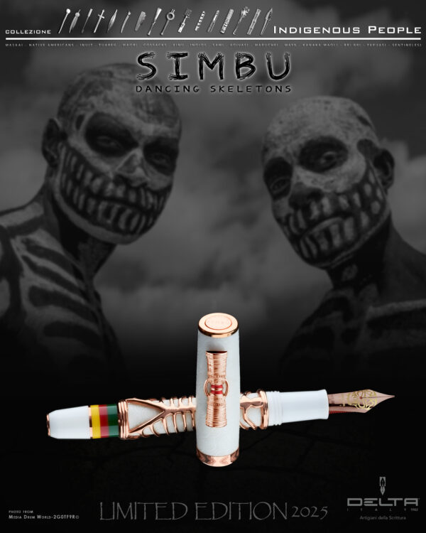 Delta Simbu Indigenous People Collection 2025 "Dancing Skeletons" White and Rose Gold Limited Edition Fountain Pen - Image 2