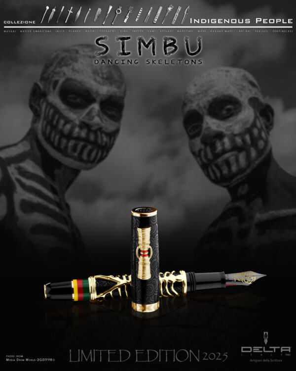 Delta Simbu Indigenous People Collection 2025 "Dancing Skeletons" Black and Vermeil Limited Edition Fountain Pen - Image 2