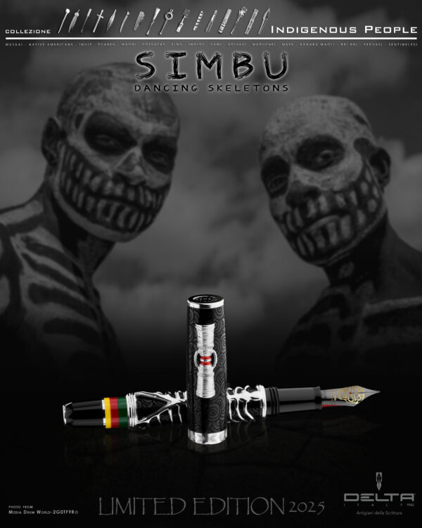 Delta Simbu Indigenous People Collection 2025 "Dancing Skeletons" Black and Silver Limited Edition Fountain Pen - Image 11