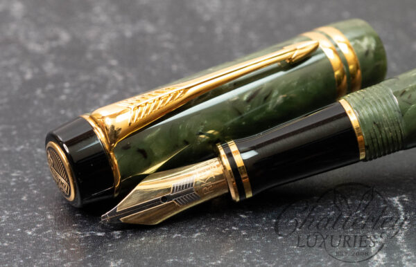 Parker Duofold International Platinum Club Jade Fountain Pen - Image 3