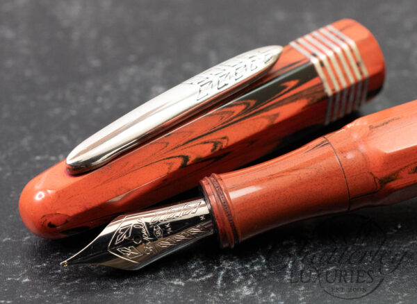 Stipula Chatterley Faceted Etruria Orange / Black Ebonite Limited Edition Fountain Pen