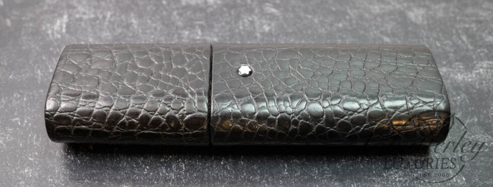 Montblanc Crocodile Black Leather 2 Pen Case
