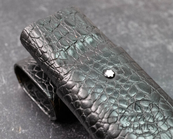 Montblanc Crocodile Black Leather 2 Pen Case - Image 2