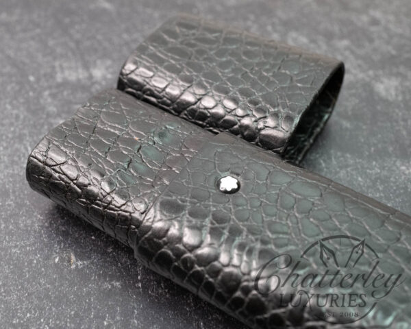 Montblanc Crocodile Black Leather 2 Pen Case - Image 3