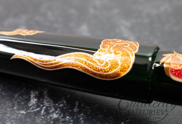 Danitrio Maki-e Ancient Flower Pattern Tame-nuri on Hakkaku (Octogon) Fountain Pen - Image 11
