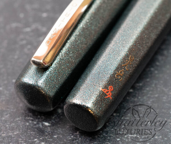 Danitrio Urushi Ishimeji-Nuri Blue on Hakkaku (Octagon) with Gold Clip Fountain Pen - Image 5