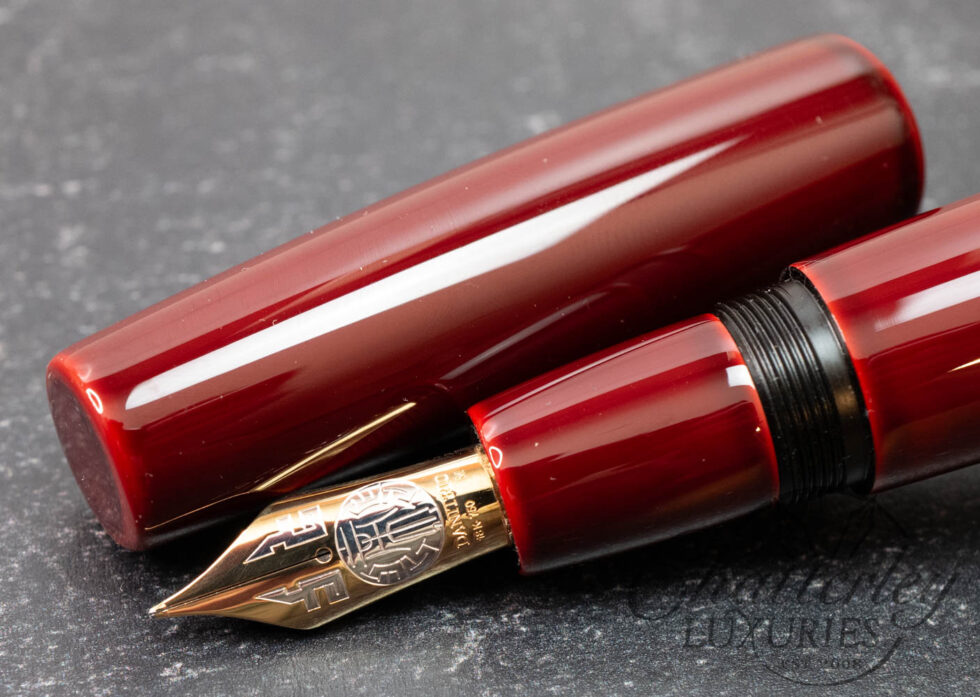 Danitrio Urushi Tame-nuri Shu on Mikado Flat Top Red Fountain Pen