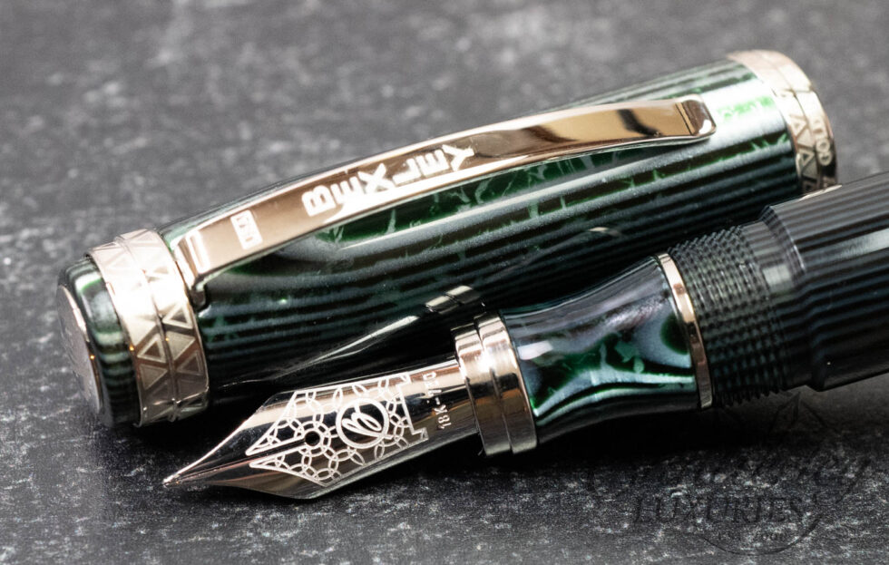 Bexley Golden Age "Triangles" Arco Green Silver Trim Limited Edition Fountain Pen