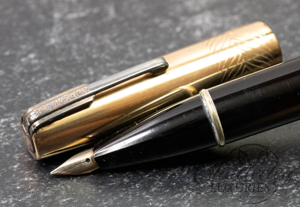 Waterman Taperite Black and Gold Fill Cap Fountain Pen
