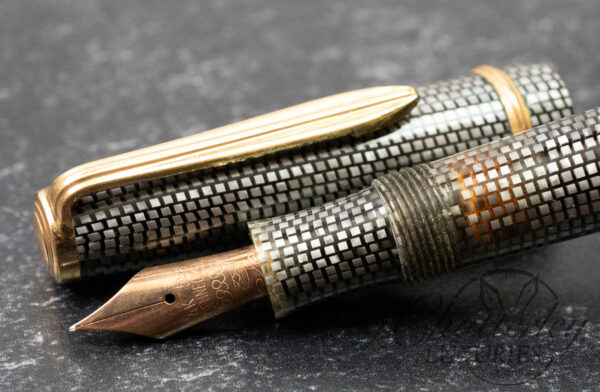 Soennecken 222 Superior Silver Grey Lizard Vintage Celluloid Fountain Pen
