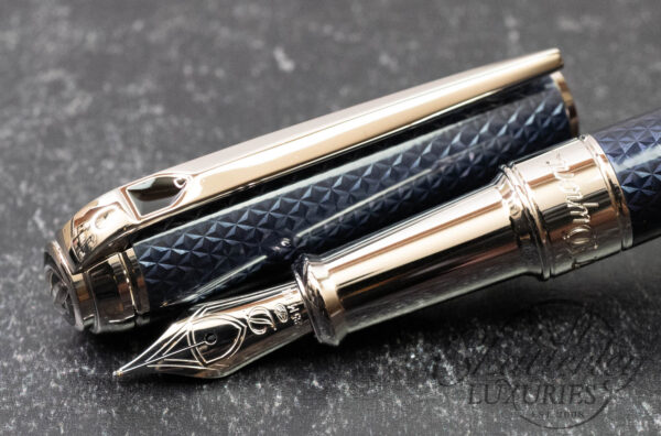 Closeout - S.T. Dupont Line D Medium Blue Guilloche Fountain Pen