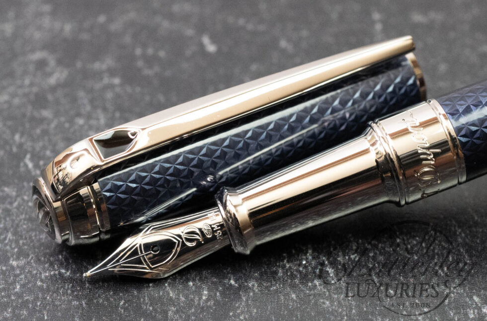 Closeout - S.T. Dupont Line D Medium Blue Guilloche Fountain Pen