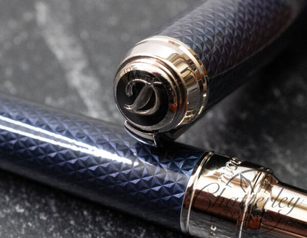 Closeout - S.T. Dupont Line D Medium Blue Guilloche Fountain Pen - Image 3