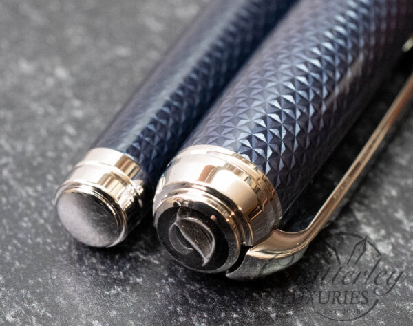 Closeout - S.T. Dupont Line D Medium Blue Guilloche Fountain Pen - Image 4