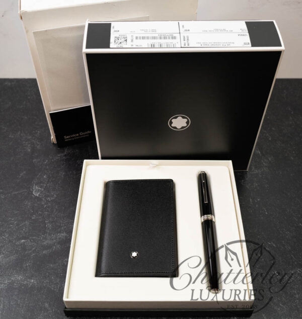 Montblanc PIX Black Rollerball and Meisterstück Black Leather Business Card Holder Set - Image 8