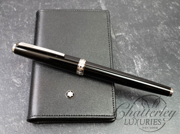 Montblanc PIX Black Rollerball and Meisterstück Black Leather Business Card Holder Set - Image 2