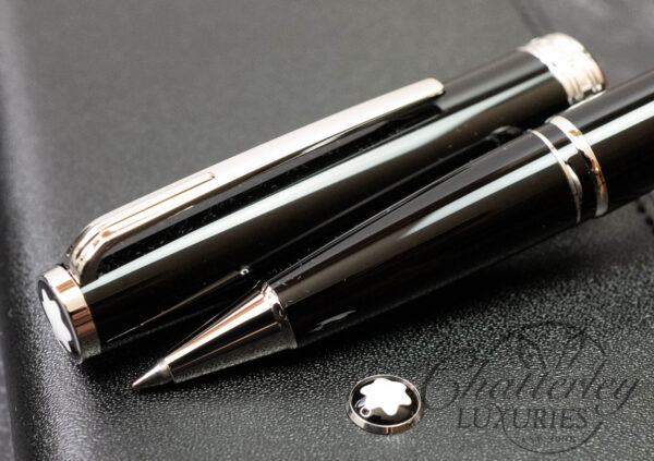 Montblanc PIX Black Rollerball and Meisterstück Black Leather Business Card Holder Set - Image 3