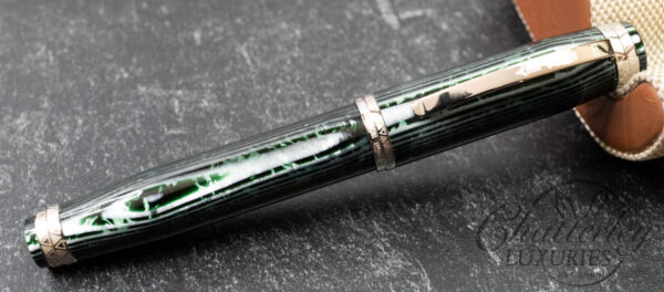 Bexley Golden Age "Triangles" Arco Green Silver Trim Limited Edition Fountain Pen - Image 2