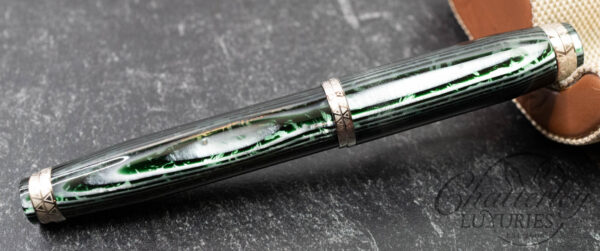 Bexley Golden Age "Triangles" Arco Green Silver Trim Limited Edition Fountain Pen - Image 3