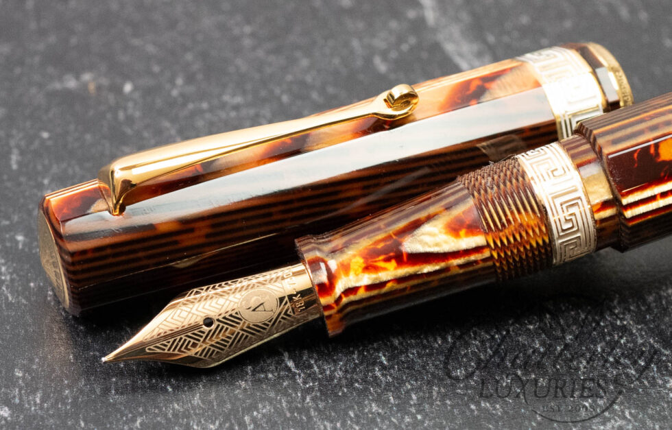 Armando Simoni Club Gladiatore Medio Bespoke 2020 Arco Bronze "Spina Di Pesce" Celluloid Fountain Pen