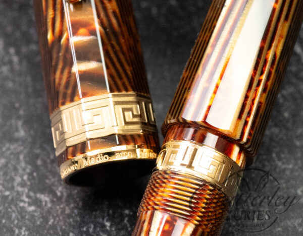 Armando Simoni Club Gladiatore Medio Arco Bronze Celluloid Fountain Pen - Image 7