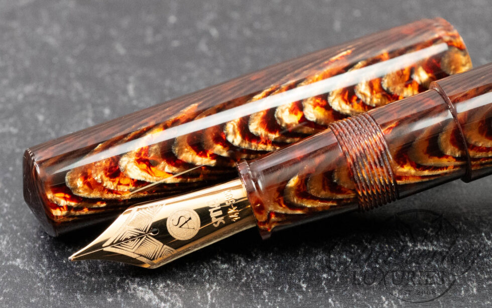 Armando Simoni Club Bologna Extra "The Great Spina" Bespoke Arco Bronze "Spina Di Pesce" Celluloid Fountain Pen