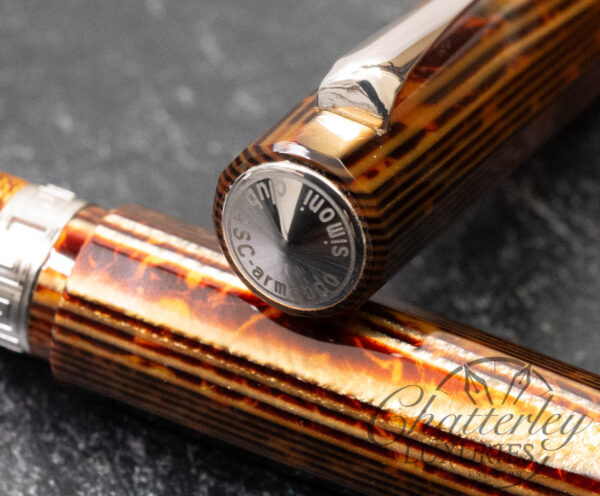 Armando Simoni Club Gladiatore Medio Rhodium Trim Arco Bronze Celluloid Fountain Pen - Image 5