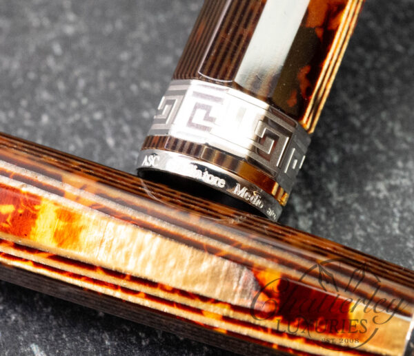 Armando Simoni Club Gladiatore Medio Rhodium Trim Arco Bronze Celluloid Fountain Pen - Image 6