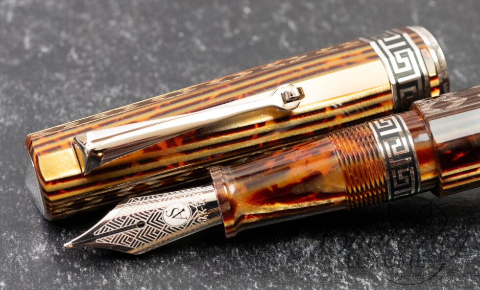 Armando Simoni Club Gladiatore Medio Bespoke Edition "Art Deco" Bronze Arco Celluloid Fountain Pen LE #1/30