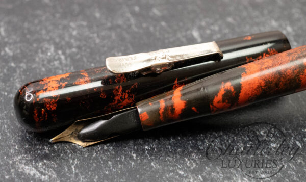 Conklin S3 Crescent Mottled Red Hard Rubber Vintage Fountain Pen - Image 5