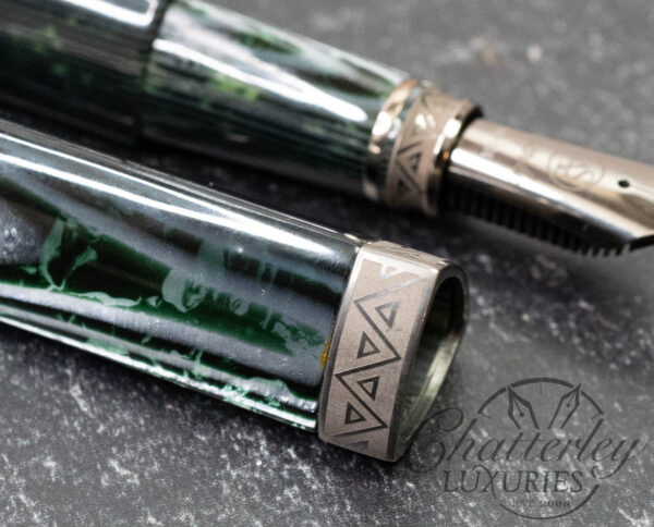 Armando Simoni Club Triangolo Arco Verde "Triangles" Grey Ruthenium Trim Fountain Pen LE #1/10 - Image 4