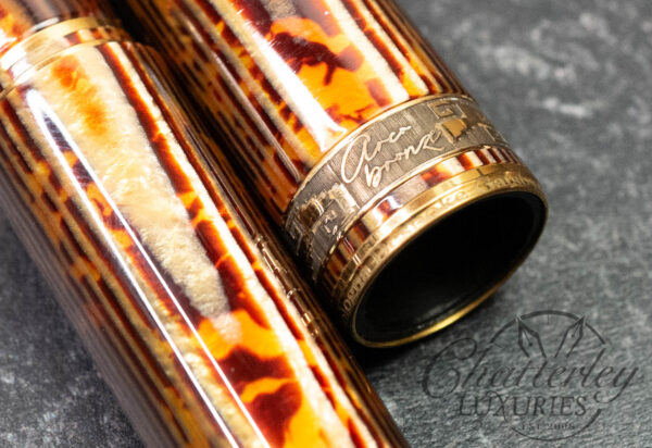 Armando Simoni Club Bologna Medio The Great Gatsby Gold Trim Arco Bronze Celluloid Fountain Pen LE # 1/22 - Image 5