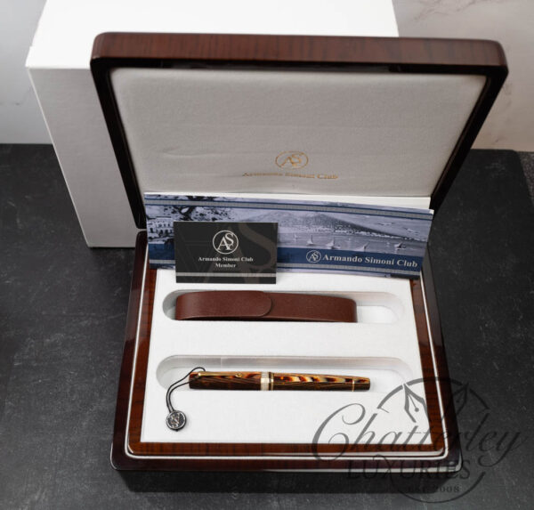 Armando Simoni Club Gladiatore Medio Bespoke 2020 Arco Bronze "Spina Di Pesce" Celluloid Fountain Pen - Image 7