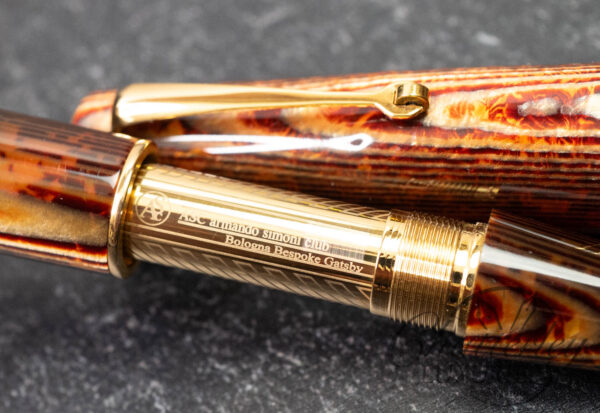 Armando Simoni Club Bologna Extra The Great Gatsby Gold Trim Arco Bronze Celluloid Fountain Pen - Image 8