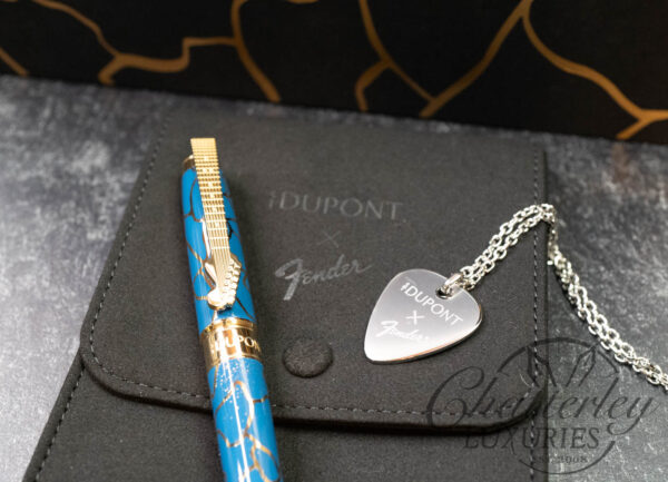 ST Dupont Line D Eternity Fender Blue Large Fountain Pen With Médiator Necklace - Image 8