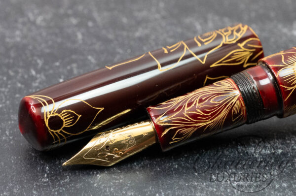 GM Custom Pens Chinkin Floral Maroon Fountain Pen