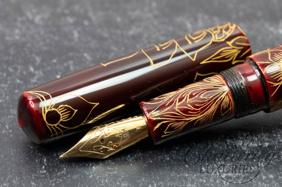 GM Custom Pens Chinkin Floral Maroon Fountain Pen