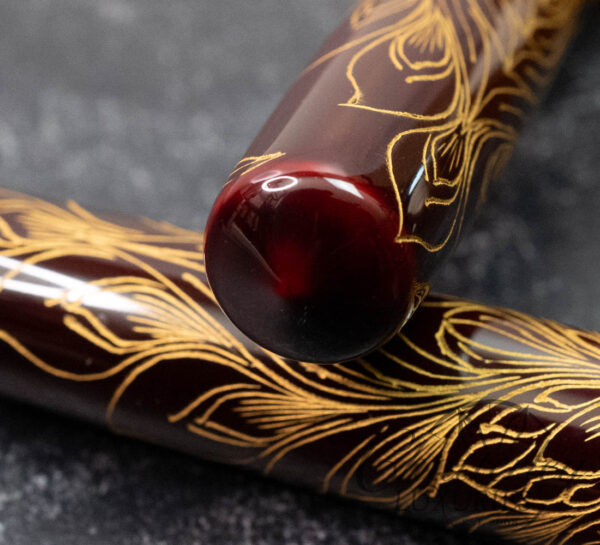 GM Custom Pens Chinkin Floral Maroon Fountain Pen - Image 4