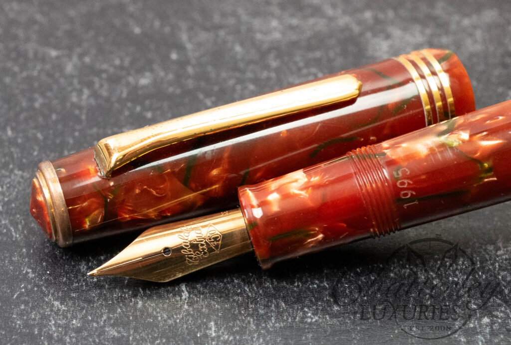 Tibaldi Modello 60 Marbled Green and Red Celluloid Fountain Pen