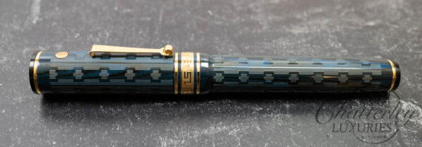 Wahl Eversharp DECOBAND Ebonite Ripple Chased Blue Fountain Pen - Image 2