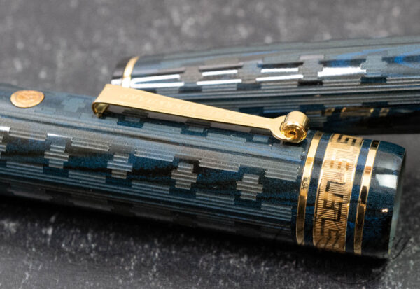 Wahl Eversharp DECOBAND Ebonite Ripple Chased Blue Fountain Pen - Image 3