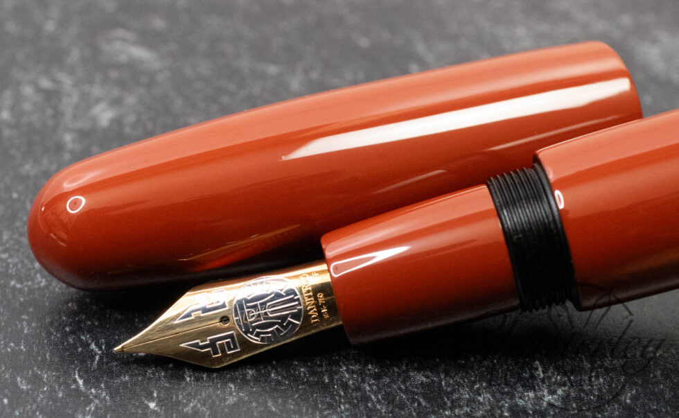 Danitrio Urushi Tame-Nuri Bengara Orange on Mikado Round Top Fountain Pen
