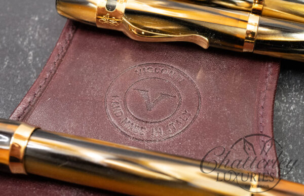 Visconti Ragtime 1991 Cinnabar Celluloid 3 Pen Set With Visconti Leather Case - Image 9