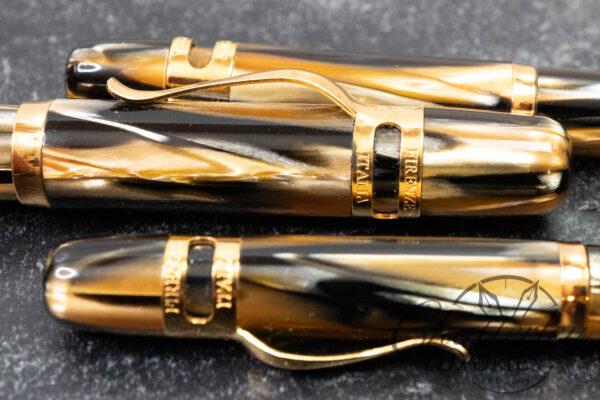 Visconti Ragtime 1991 Cinnabar Celluloid 3 Pen Set With Visconti Leather Case - Image 5
