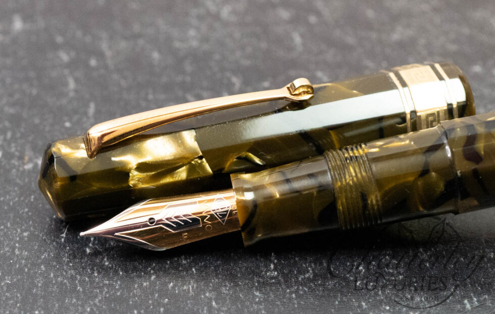 Omas Extra Paragon Saft Green Celluloid Fine Nib Fountain Pen