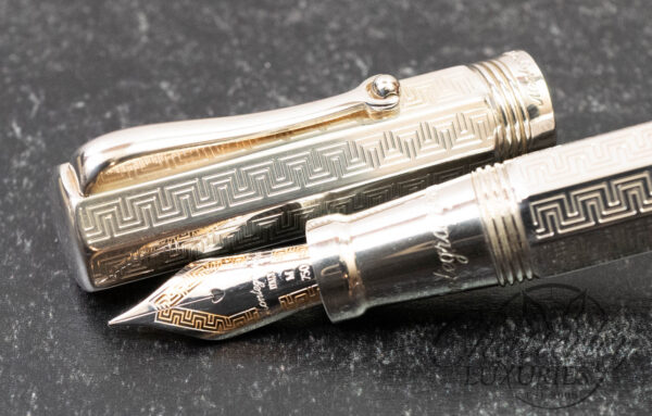 Montegrappa Reminiscence Faceted Greek Key Sterling Silver Fountain Pen