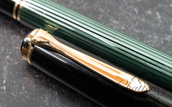 Pelikan Souverän M800 Black Green Striped Rollerball Pen - Image 4