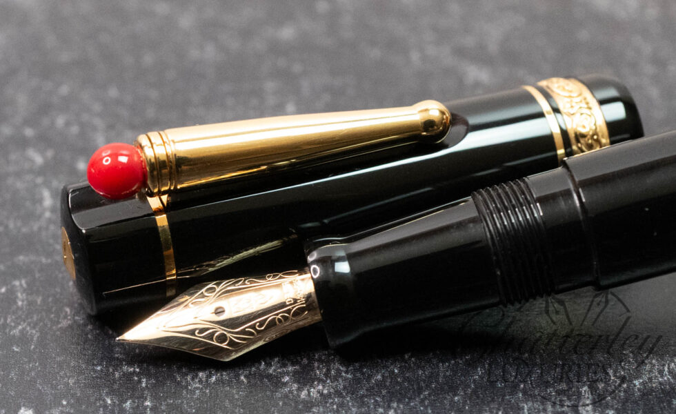 Delta Lucky Pen Black with Gold Trim Fountain Pen